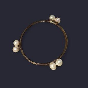 Bourbon and Bowties Gold Pearl Bracelet